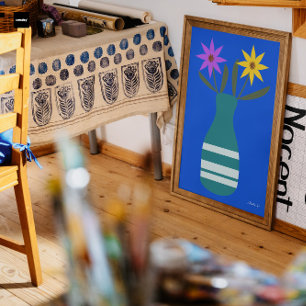 Poster Illustration vectorielle d'un vase avec deux fleur