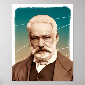 Poster Illustration Victor Hugo, romancier français