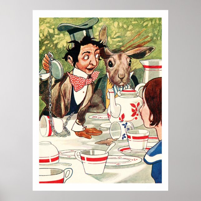 Poster Illustration vintage Alice au pays des merveilles (Devant)