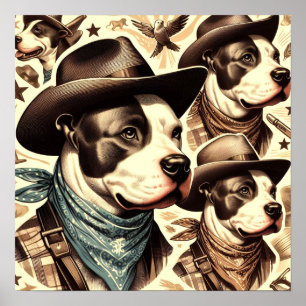 Poster Illustration vintage American Pit Bull Terrier