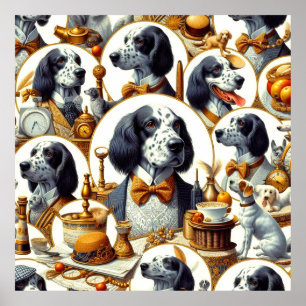 Poster Illustration vintage Anglais Setter