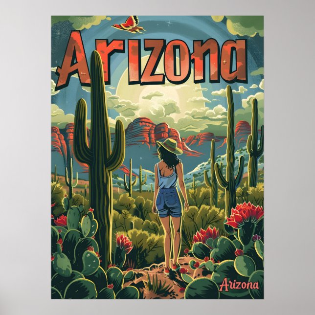 Poster Illustration Vintage Arizona (Devant)