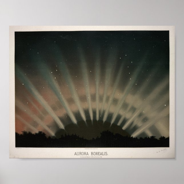 Poster Illustration vintage Aurora Borealis (Devant)
