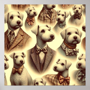 Poster Illustration vintage Bedlington Terrier