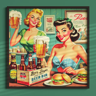 Poster Illustration vintage Beer Girls