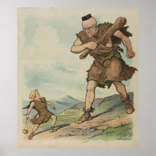 Poster Illustration Vintage David contre Goliath (1905)
