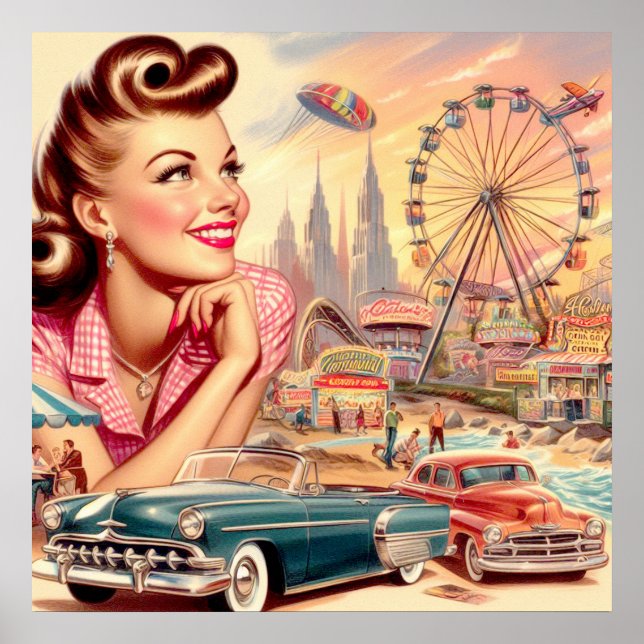 Poster Illustration vintage de beauté (Devant)