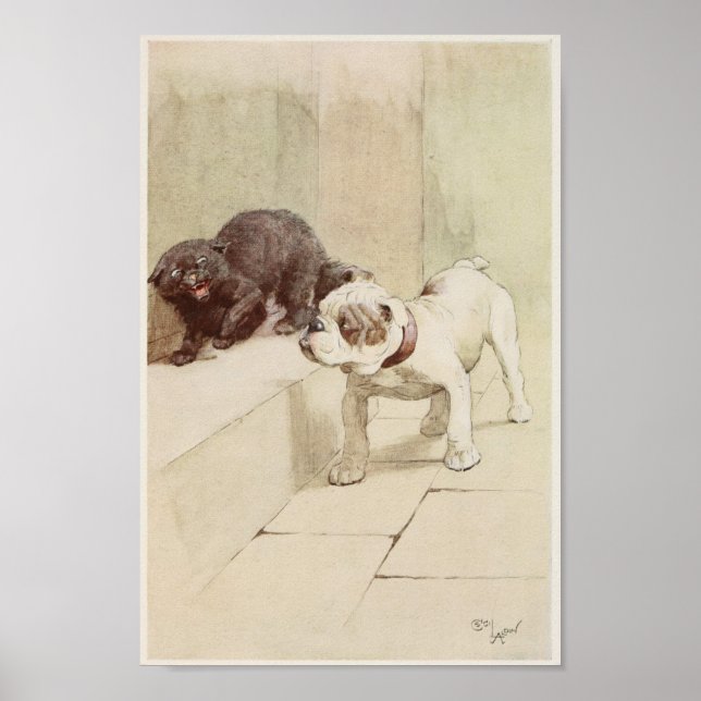 Poster Illustration vintage de Bulldog (Devant)