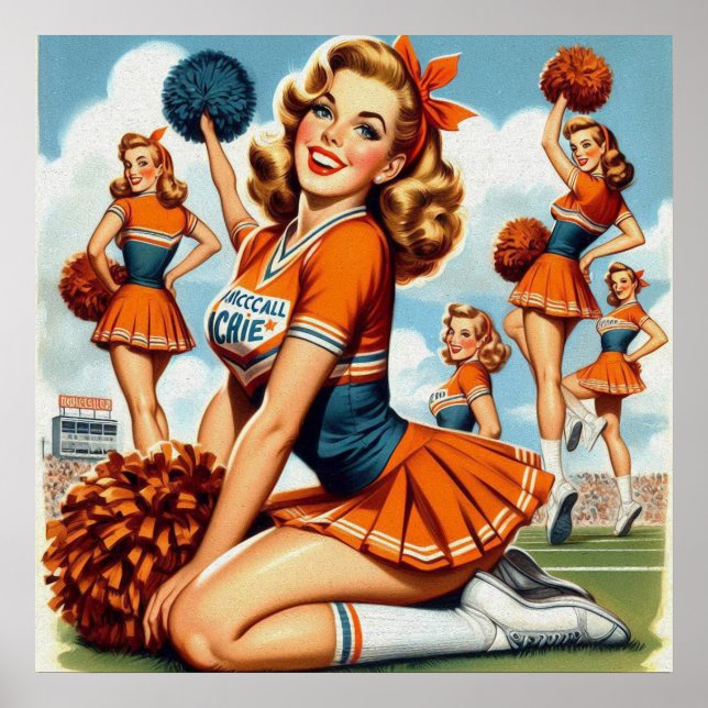 Poster Illustration vintage de Cheerleaders (Devant)