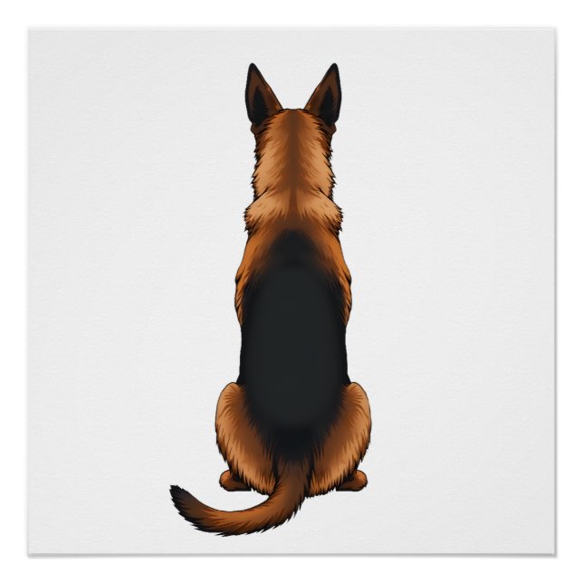 Poster Illustration vintage de chien de berger allemand v (Devant)