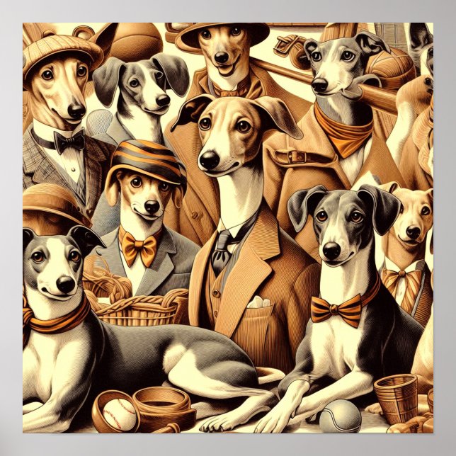 Poster Illustration vintage de Greyhound (Devant)