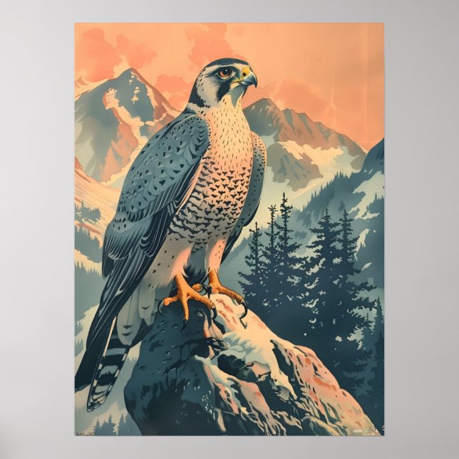 Poster Illustration vintage de Gyrfalcon (Devant)