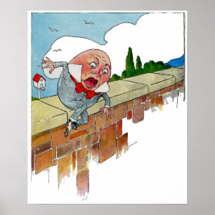 Poster Illustration vintage de la comptine Humpty Dumpty