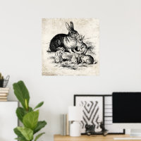 Illustration vintage de la famille de lapins, lapi