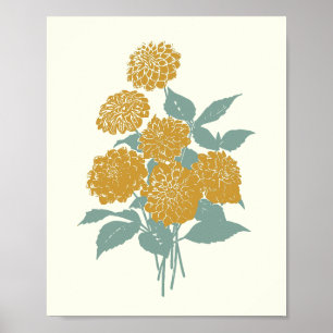 Poster Illustration Vintage de la fleur jaune de moutarde