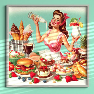 Poster Illustration vintage de l'alimentation