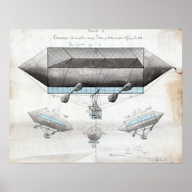 Poster Illustration vintage de l'aviation française (Devant)