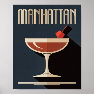 Poster Illustration vintage de Manhattan Dark Navy