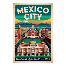 Illustration Vintage de Mexico City Voyage Rétro