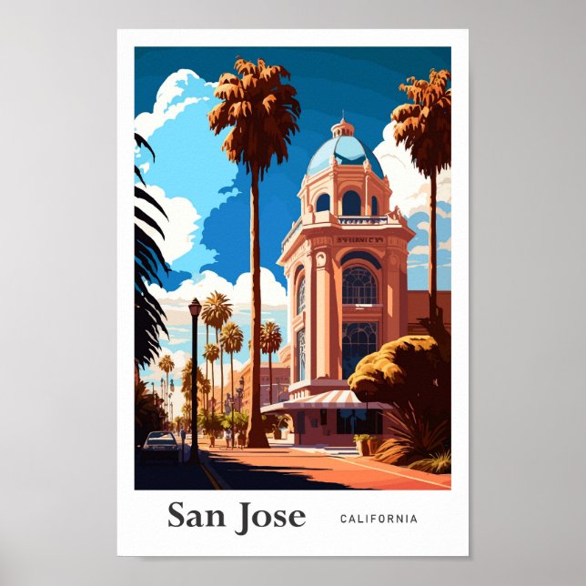 Poster Illustration Vintage de San Jose California Travel (Devant)