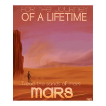Illustration vintage de vacances sur Mars de scien