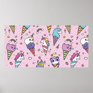 Poster Illustration vintage des cônes de crème glacée Cut