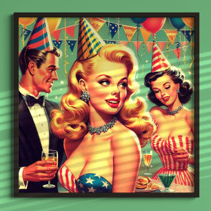 Poster Illustration vintage du Parti des années 1950
