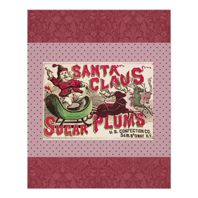 Poster Illustration Vintage du Père Noël (Devant)