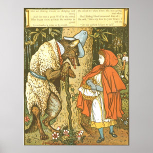 Poster Illustration vintage du petit chaperon rouge (1915