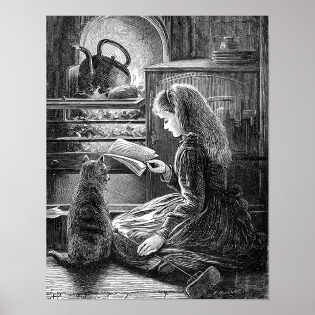 Poster Illustration Vintage du soir d'hiver (Devant)