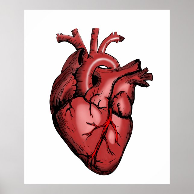 Poster Illustration vintage d'un coeur (Devant)