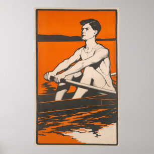 Poster Illustration vintage d'un équipage Athlete (1905)