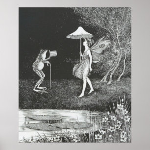 Poster Illustration vintage Fée Et Grenouille, Retro