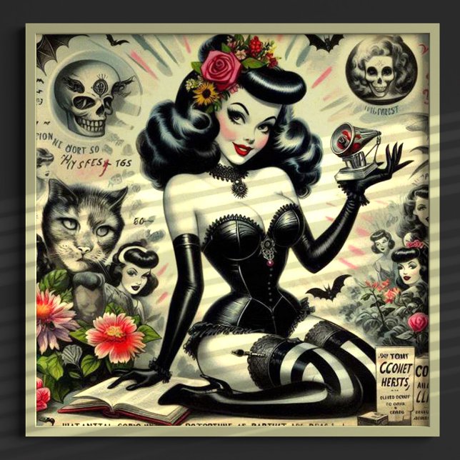 Poster Illustration vintage Goth Girl (Créateur téléchargé)