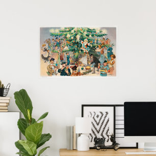 Poster Illustration vintage L'Arbre de Noël de Puck, 1902