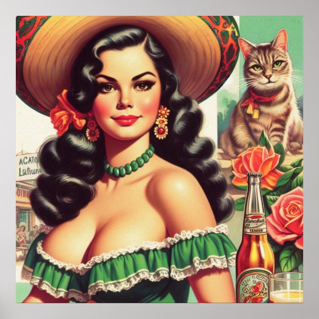 Poster Illustration vintage Latina (Devant)