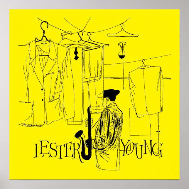 Poster Illustration Vintage Lester Young (Devant)