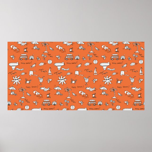 Poster Illustration vintage motif d'été (Devant)