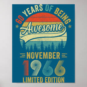 Poster Illustration vintage novembre 1966 60 ans
