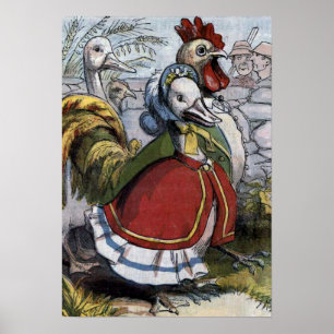 Poster Illustration Vintage "Vielle Mère Oie"