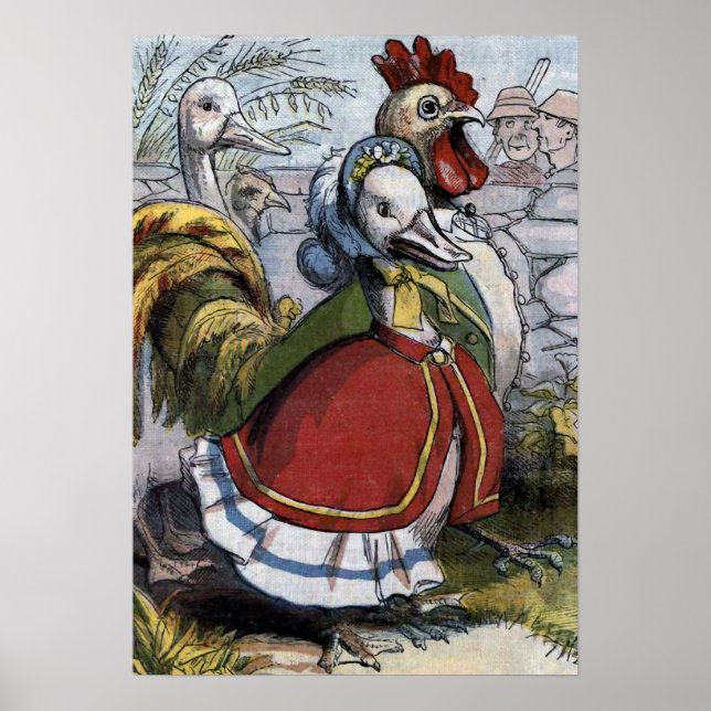 Poster Illustration Vintage "Vielle Mère Oie" (Devant)