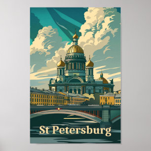 Poster Illustration Vintage voyage de St Pétersbourg Russ
