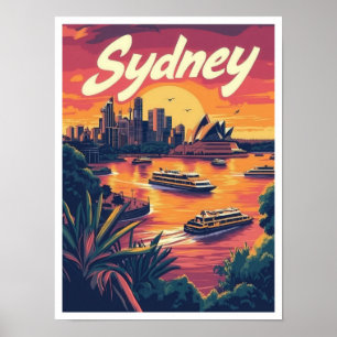 Poster Illustration Vintage voyage Sydney Australie