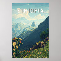 Illustration Voyage Éthiopie Art Vintage