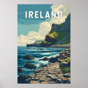 Poster Illustration Voyage Irlande Art Vintage