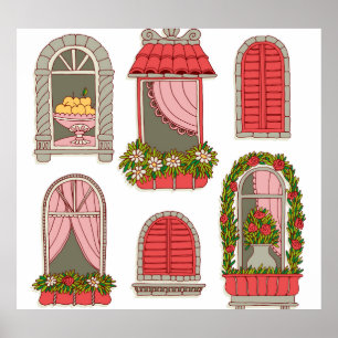 Poster Illustrations avec Windows Vintage : Artistique.