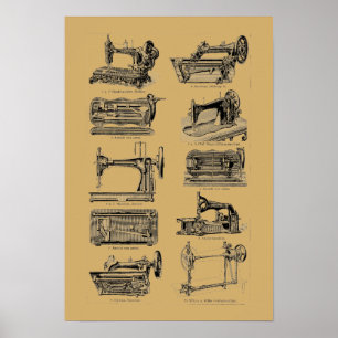 Poster Illustrations de machine à coudre de l'époque vict