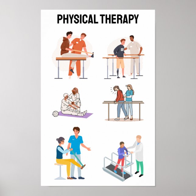 Poster Illustrations de thérapie physique - Réadaptation (Devant)