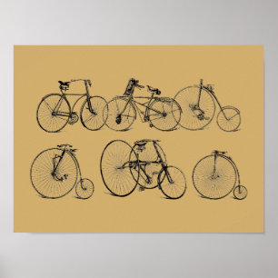 Poster Illustrations de vélos de l'époque victorienne ant
