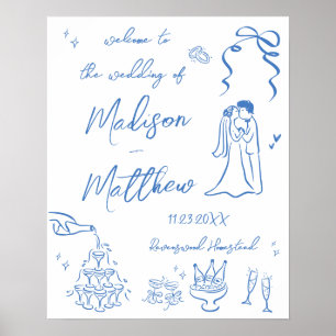 Poster Illustrations dessinées à la main Dessins Mariage 